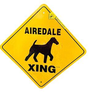 Airedale Xing Metal Sign New Shrink Wrapped